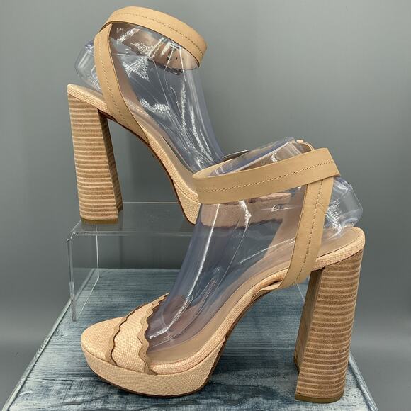 Pelle Moda Gianna Platform Natural Heeled Sandals Tan Size 9M - Picture 2 of 10